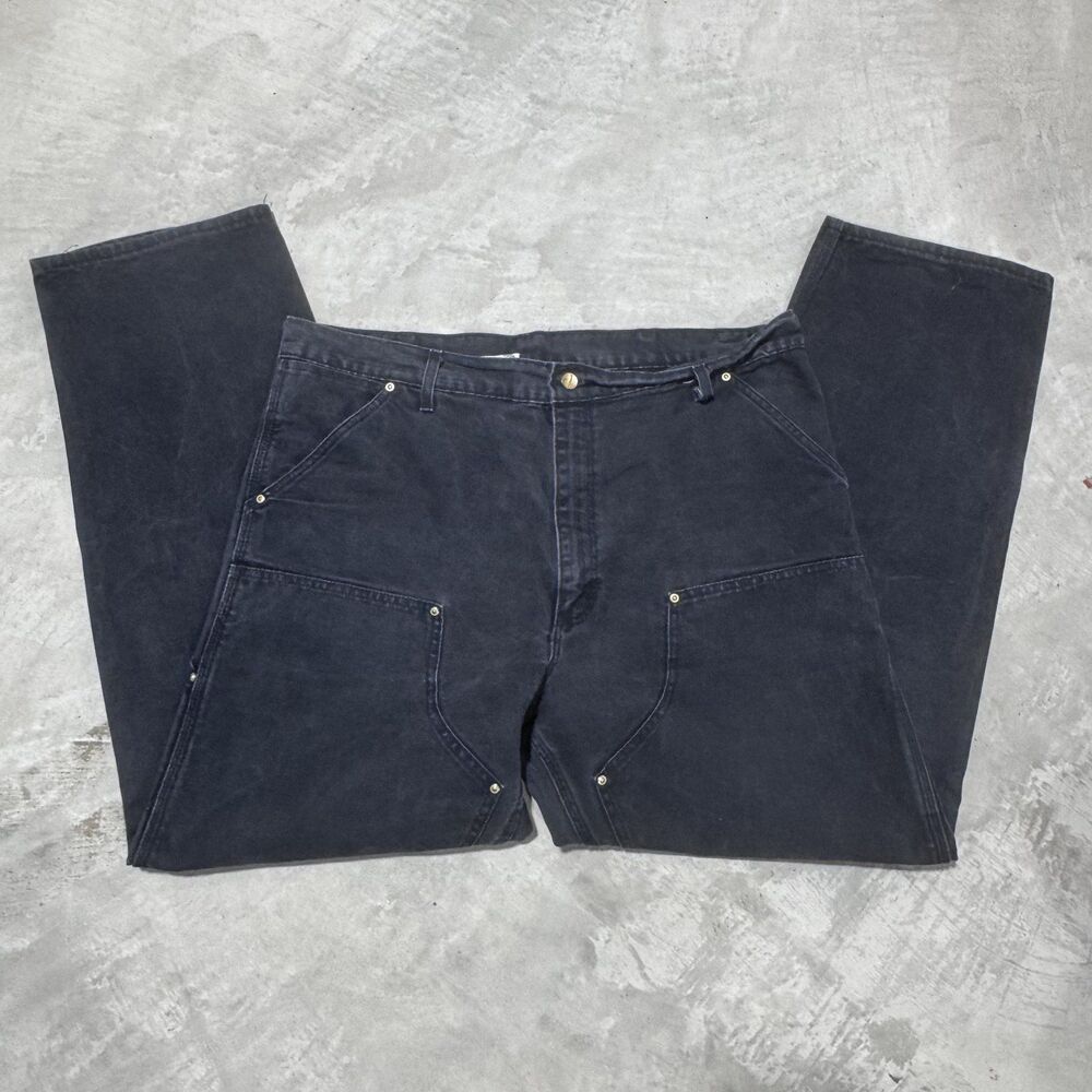 Vintage Carhartt B01 BLK Double Knee Work Pants 40x34 Faded Black Made in USA